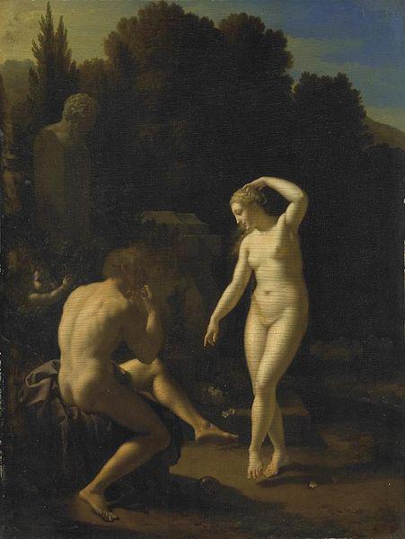 Adriaen van der werff A nymph dancing before a shepherd playing a flute. oil painting image